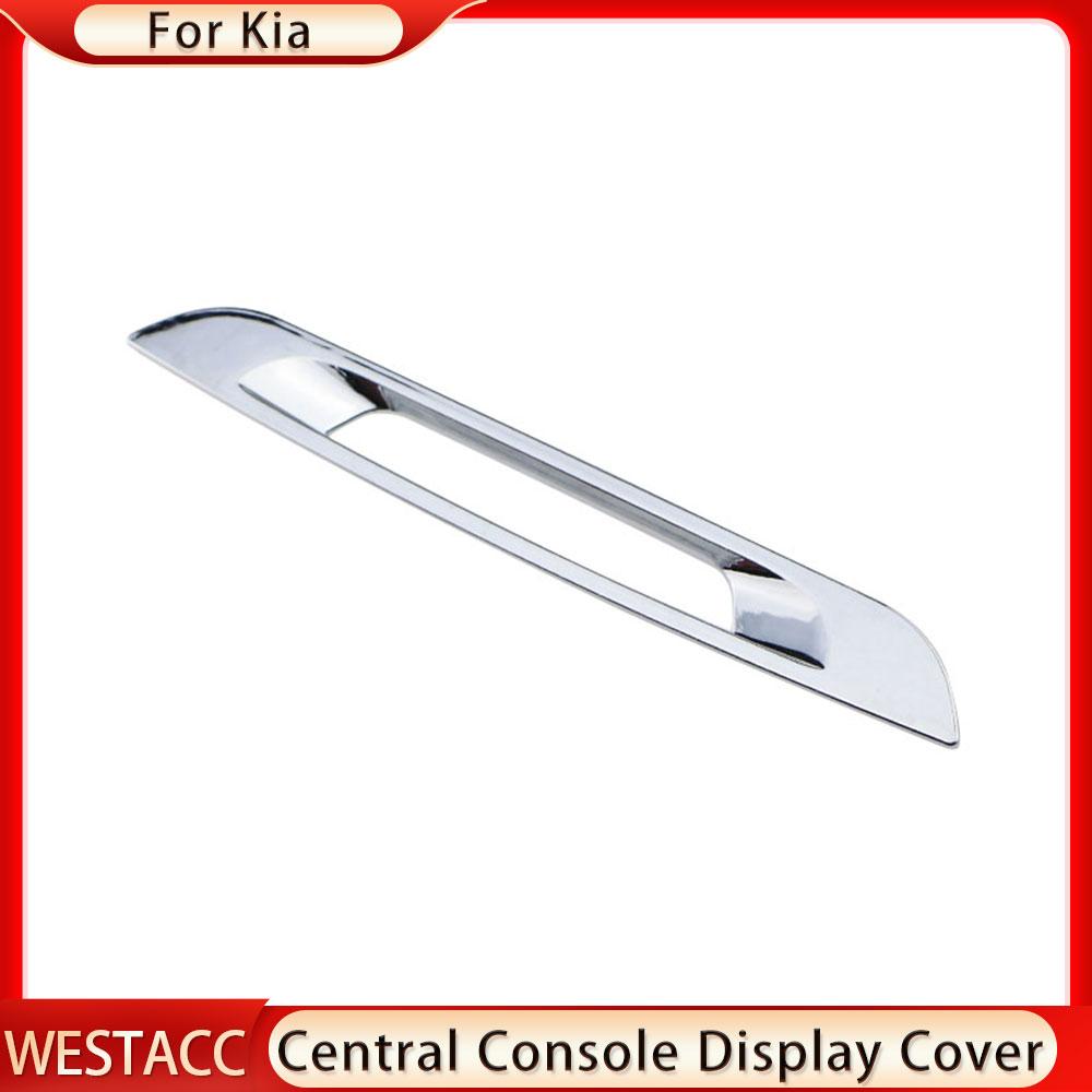 Abs chrome console central do carro display capa decoração adesivo guarnição para kia sportage r 2011 2012 2013 2014 2015