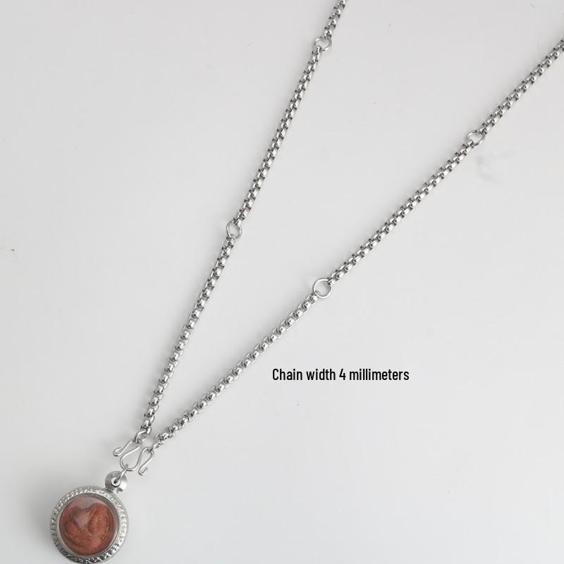 Guan Gong & Guanyin Buddha Stainless Steel Pendant Necklace with Chain, Men's & Women's Titanium Steel Amulet, 5 or 6 Pendants