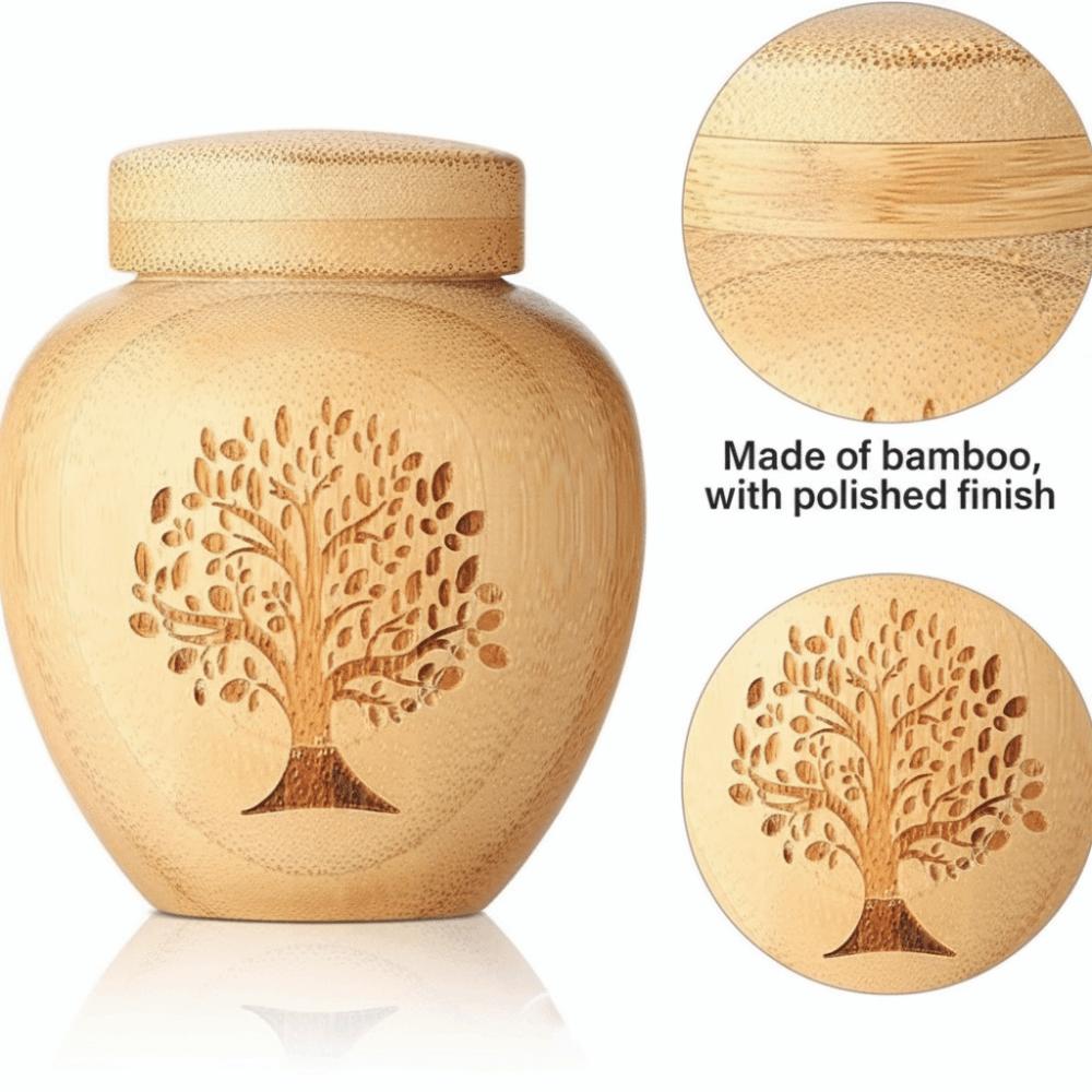 Bamboo Mini Pet Urn Tree Patterns Pet Commemorative Box Dog Keepsake Urns Memorial Gift