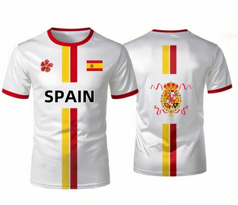 Fashion Spanish Flag Graphic Football T Shirts Summer Trendy National Emblem 3D Printed Jersey Cool Streetwear Oversized Tees