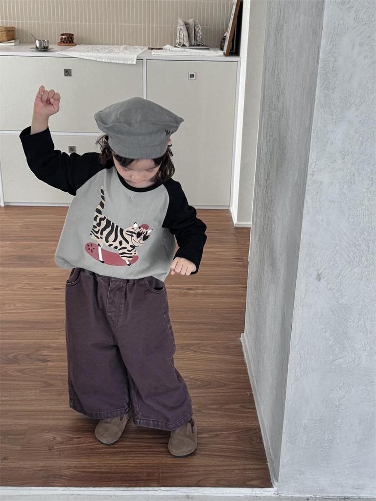 Jiaye Tongpin 2025 Autumn Kids' Distressed Cotton Wide-Leg Pants