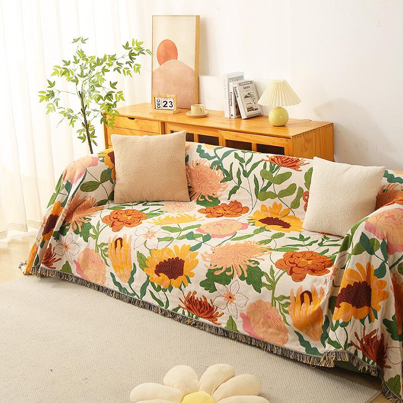 Couch Cover for Sofa American Country Floral Outdoor Camping Blanket Leisure Bohemia Blanket