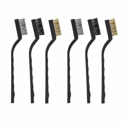 6PCS Metal and Plastic Construction Wire Brush Set Curved Detail Cleaning Tool Bonsai Brush
