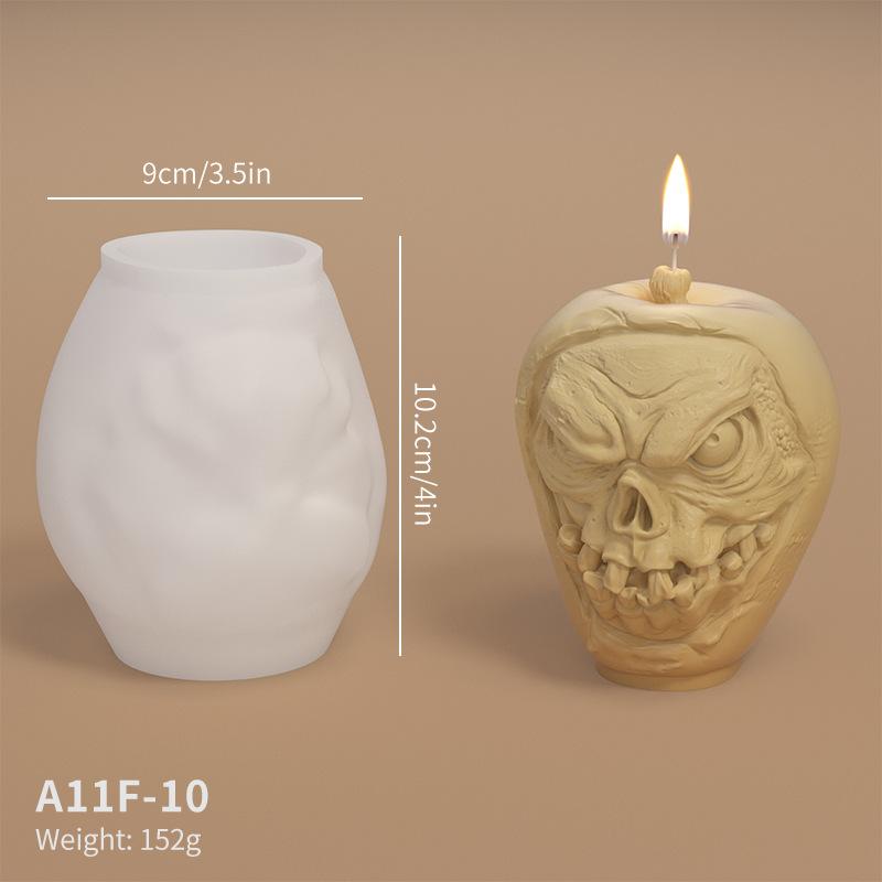 Halloween Skull Pumpkin Silicone Candle Mold 3D Monster Pumpkin Gypsum Handicraft Resin Mold DIY Soap Chocolate Baking Tools
