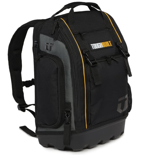 

ToughBuilt - Tool Bag and Backpack, Fits 13 -17 Laptops, Large Front Flap for Easy Access to All Your Tools, Sturdy Off-Road Base, Open and Covered I