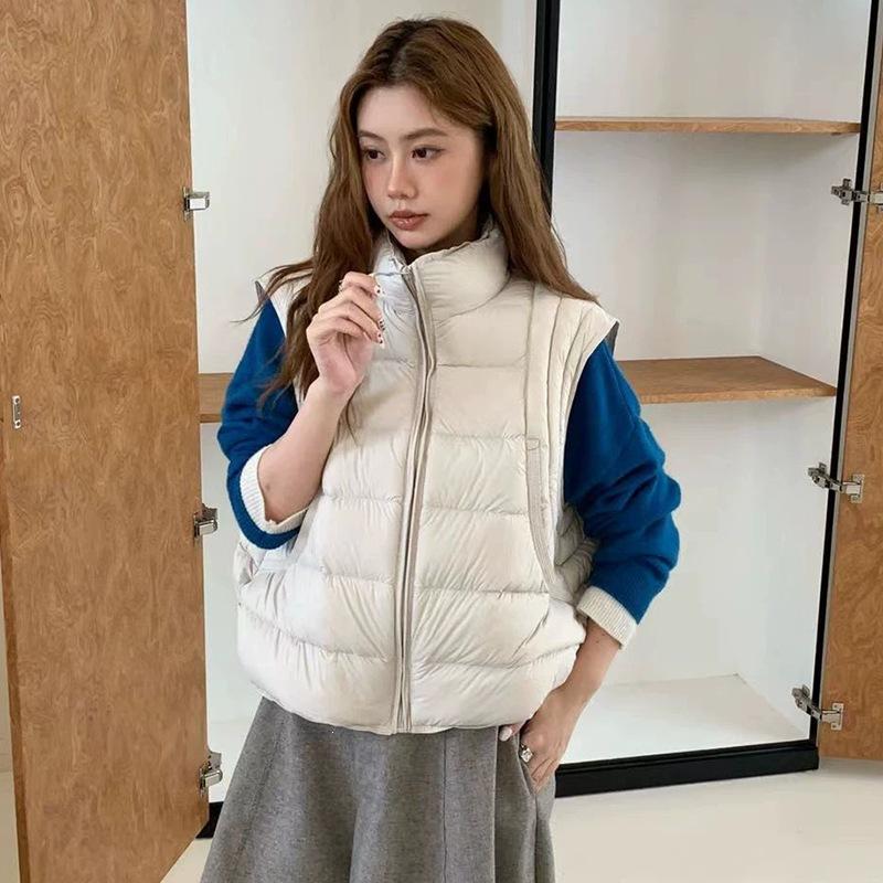 Sweet new national standard white duck down ribs down vest women's autumn and winter curvature vest