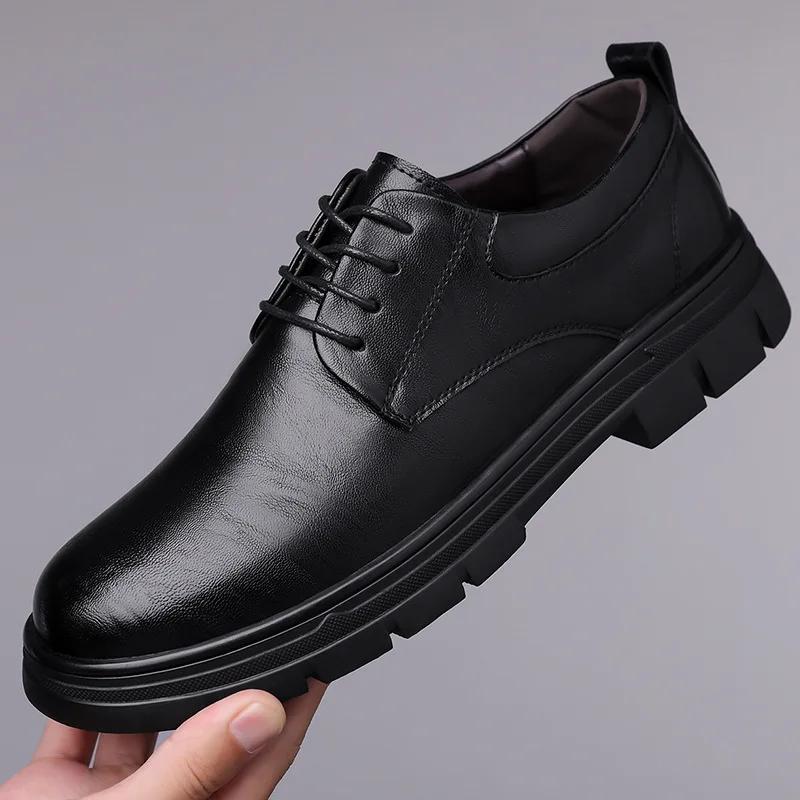 Fashion Autumn Winter English Platform Casual Derby Shoes for Men Fashion Casual New Designer Black Wedding Shoes Male Warm Cotton Shoes