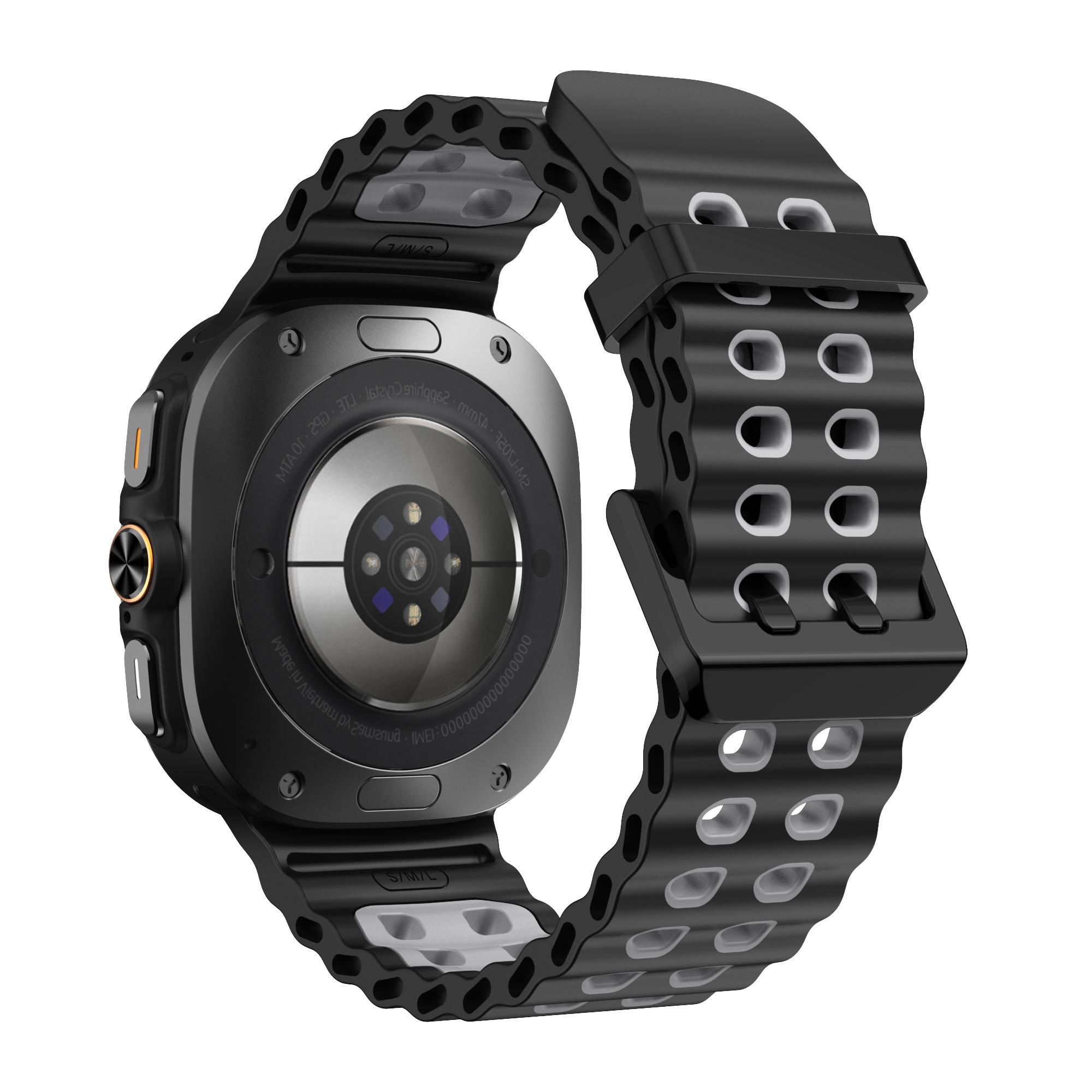 

Двухцветный спортивный силиконовый ремешок для Samsung Galaxy Watch Ultra Морской ремешок-браслет для GalaxyWatch Ultra 47 мм Ремешок для часов Galaxy Watch Ultra черный серый