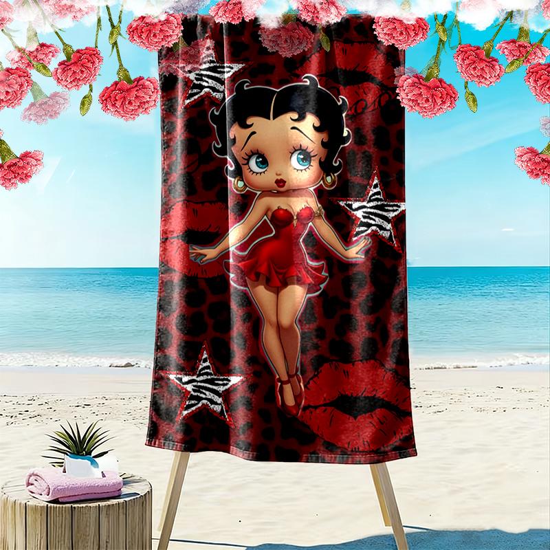 Betty Boop Beach Towel Suitable for Travel, Outdoor Activities, Swimming Pools, Yoga, Surfing, Camping, Hiking, Gym