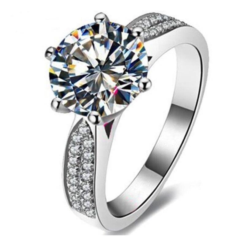 

Gica Gema Япония и Южная Корея Горячая S925 Вставка 3-каратного циркона Классическое кольцо с шестью когтями Starlight Queen для подруги Подарок на День святого Валентина adjustable（About 17.3mm） белый