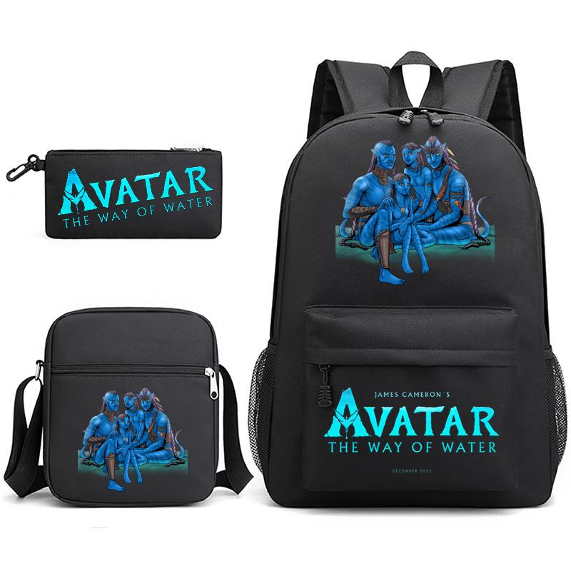 Large Capacity Schoolbag with Shoulder Strap; Student Three-piece Pencil Case Set