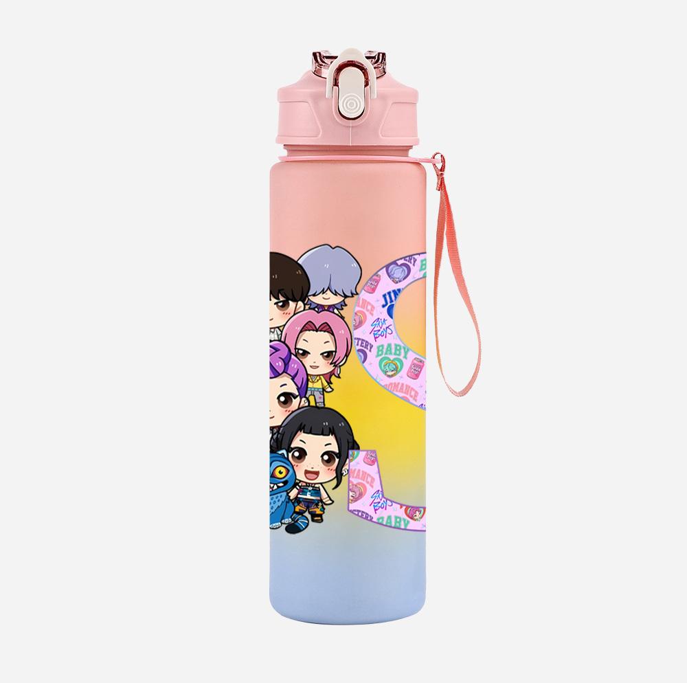 26 English Letter K-Pop Demon Hunters Printed 750Ml Water Bottle Large Capacity Drinking Cup Portable Children Outdoor Sports Water Cup