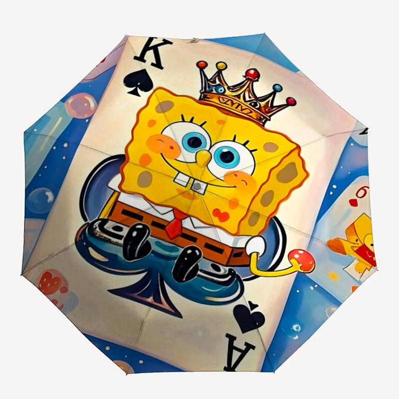 

1pc King SpongeBob Automatic Open/Close Folding Umbrella, Windproof 8 Rib Construction, Lightweight Travel Umbrella for Women/Men,a0902086