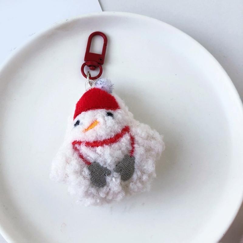 6 Pieces Cartoon Plush Christmas Keychain Collection Decorative Keyring Pendant Soft PP Cotton Charm for Bags and Keys