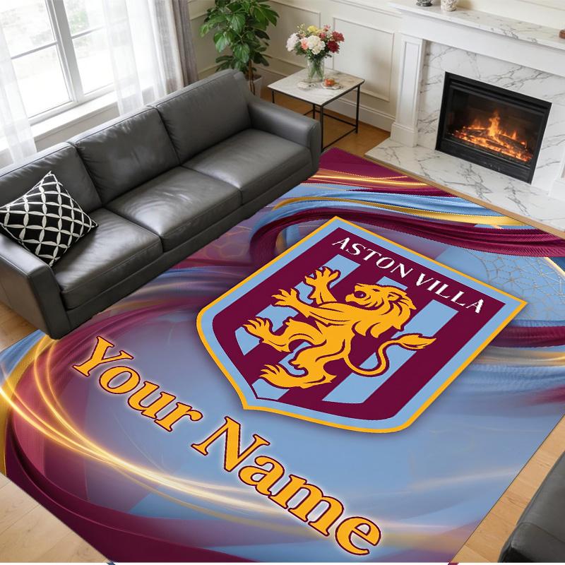 Crystal Velvet Rug Custom Name Text, Soft Non Slip Floor Mat Home DecorAston Villa