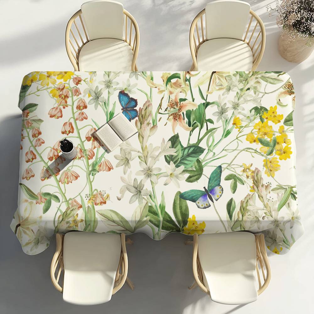 Frühlingsblumen-Druck Tischdecke Party-Dekoration Esszimmer Zuhause Küche Terrassen Wasserdicht Fleckenabweisend Tischdecke