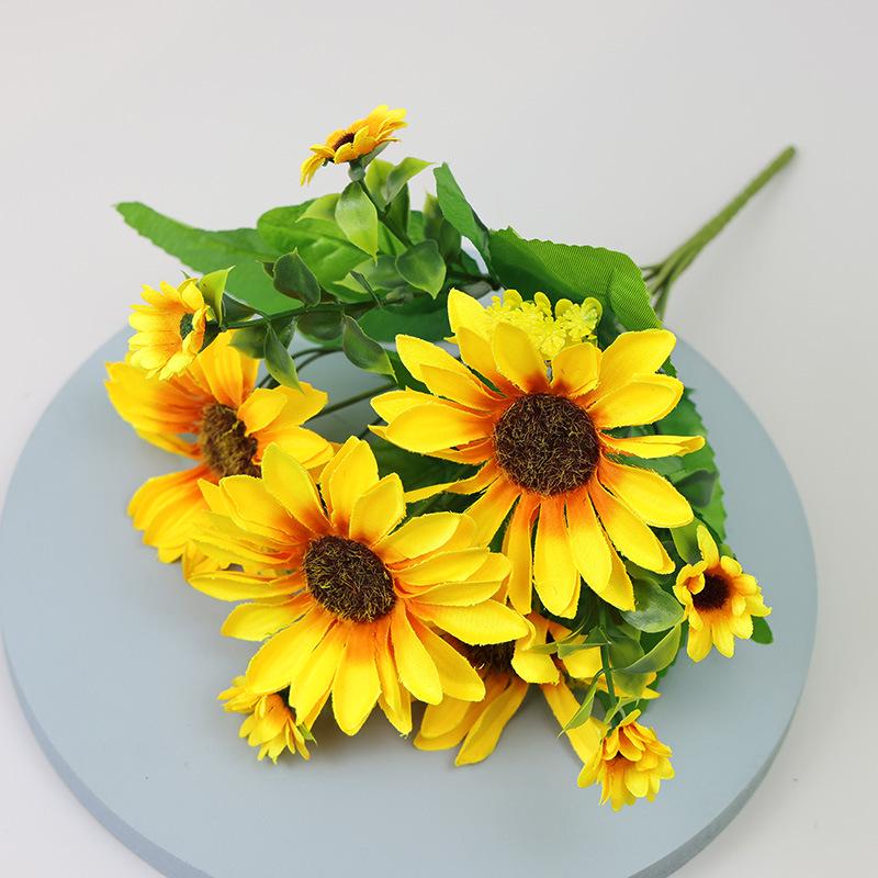 Country Style Sunflowers, 13 Head Artificial Bouquet for Wedding & Home Décor