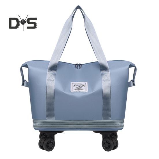 Reisegepäcktasche, Trolley-Tasche mit Rädern, wasserdicht, erweiterbar, für die Übernachtung, tragbar, zusammenklappbar, für Reisen, Einkaufen, Fitnessstudio