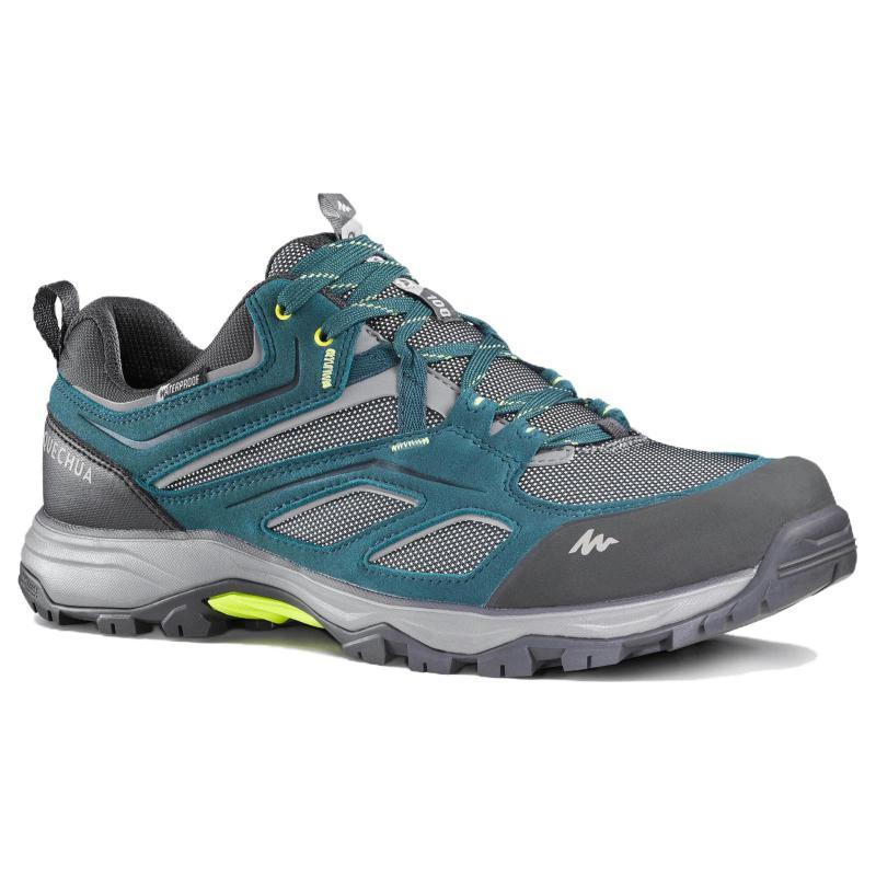 Decathlon MH100 Round Toe Waterproof Hiking Wear-Resistant Breathable Low-Top Outdoor Functional Shoes for Men In Grey-Green