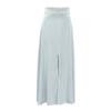 Elegant Grey Satin Skirts For Women Fashion Mid Waisted Slit Solid Skirts Casual New Loose Ankle-Length Skirt Streetwear