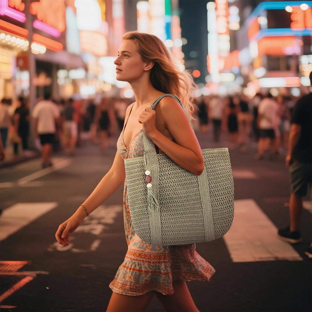 Geantă Mare de Paie Geantă Împletită Depozitare Capacitate Mare Navetiști Geantă Tote Geantă de Plajă Împletită pentru Litoral