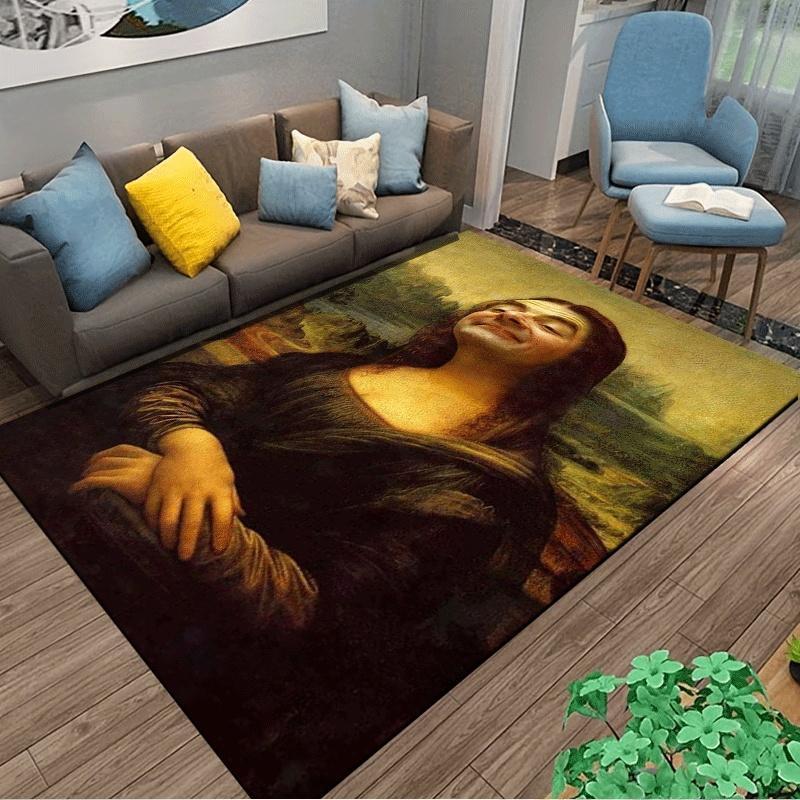 Classic Art Carpet with an Iconic Portrait Suitable for use as an anti-slip game mat for living room and bedroom sofas