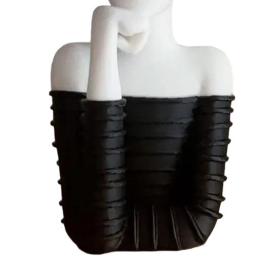 Lady Key Holder with Tray Black And White Entryway Key Tray Modern Jewelry Dish Decorative Trinket Dish for Rings Earrings Bracelet Watch Keys