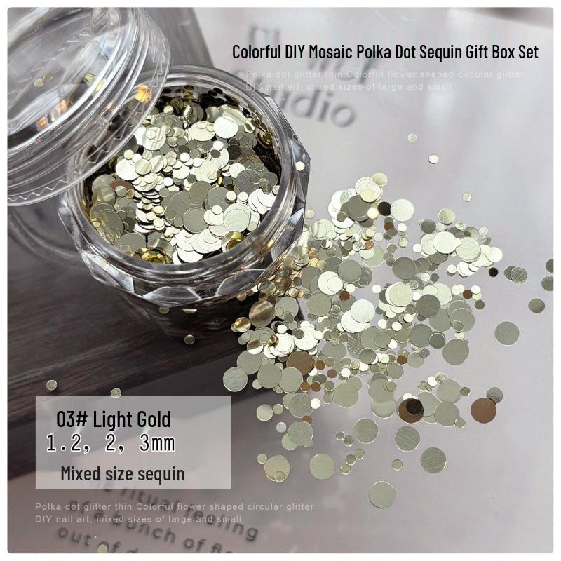 

Colorful Round Sequin Patchwork Nail Art Decorations - Mixed Sizes DIY Stickers