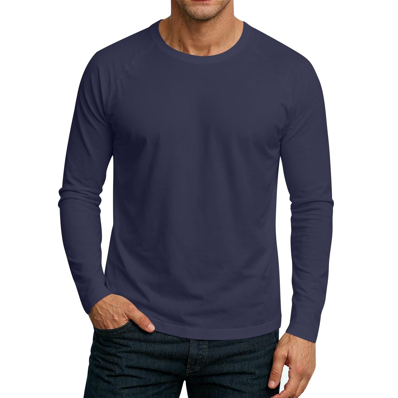 

Men s Round Neck Plunger Long Sleeve T-Shirt Top XL Темно-синій