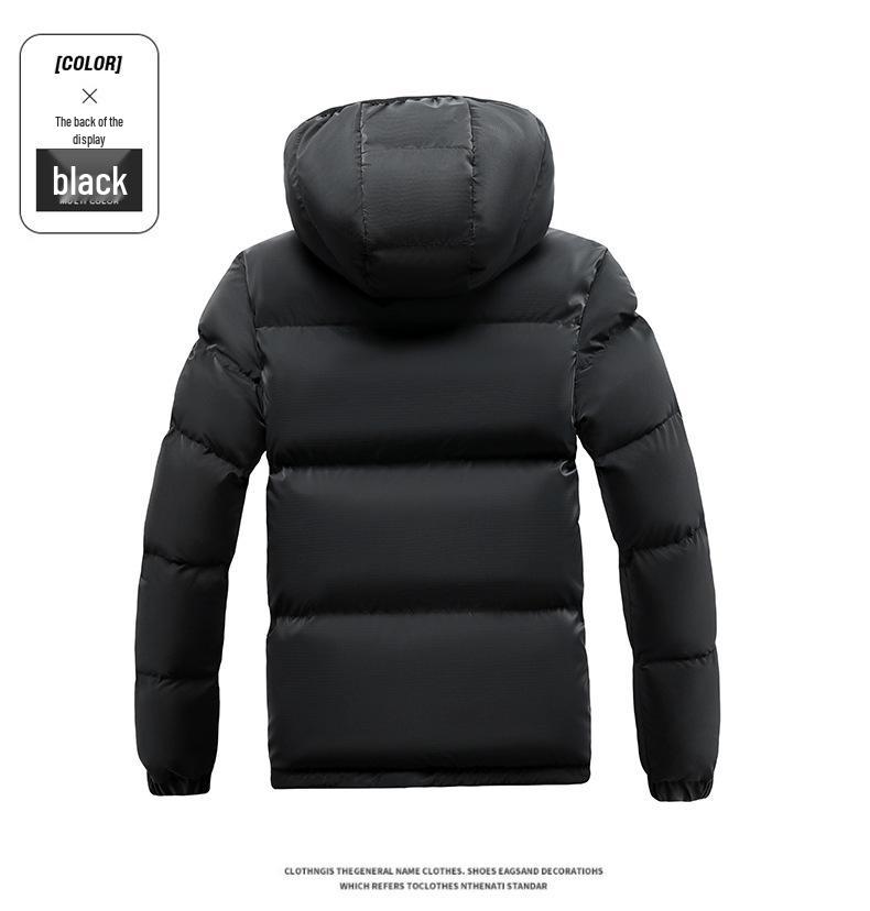 2025 Men's Winter Slim Fit Cotton Jacket with Removable Hood, Korean Style, Ribbed Trendy Design