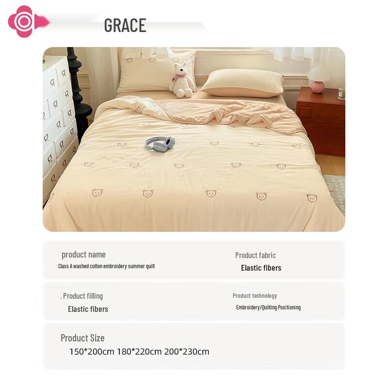 Grace Embroidered Washed Cotton Summer Quilt
