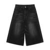 RogueWave Y2k Retro Women Low Rise Jorts Brushed Black Wash Cropped Baggy Jeans Wide Leg Frayed Denim Short Pants Acubi Fashion