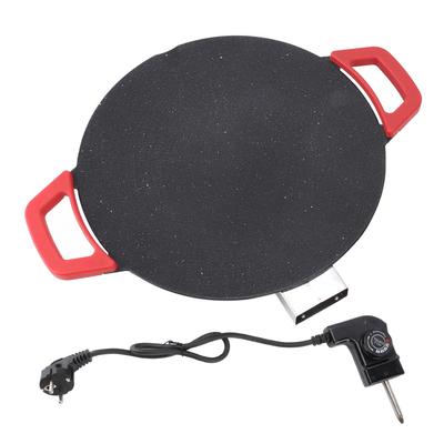Elektrická grilovací pánev 30 cm Kulatá grilovací mřížka Konkávní design Nepřilnavý knoflík teploty