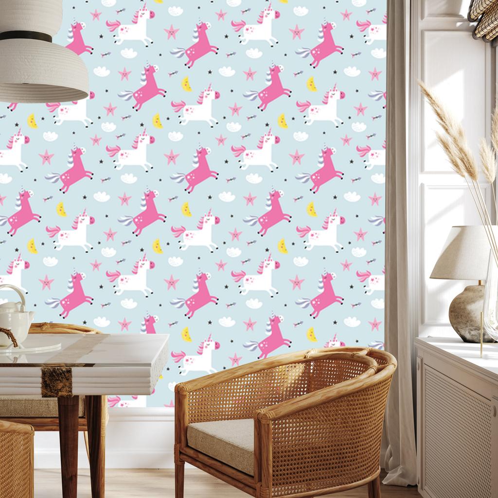 Unicorns stars and moons wallpaper for living room and bedroom 50x1000