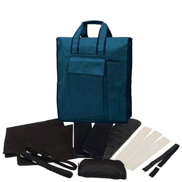 

[Kyoto Usagido] Mourning Attire Japanese Clothing Accessories Set (Long Length, Large) 13-Piece Set m-040 Black with Video QR Code, Kimono Bag (Navy