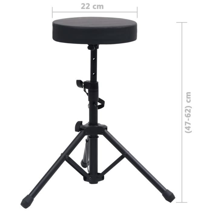 VidaXL Ensemble de support de clavier et de tabouret Noir