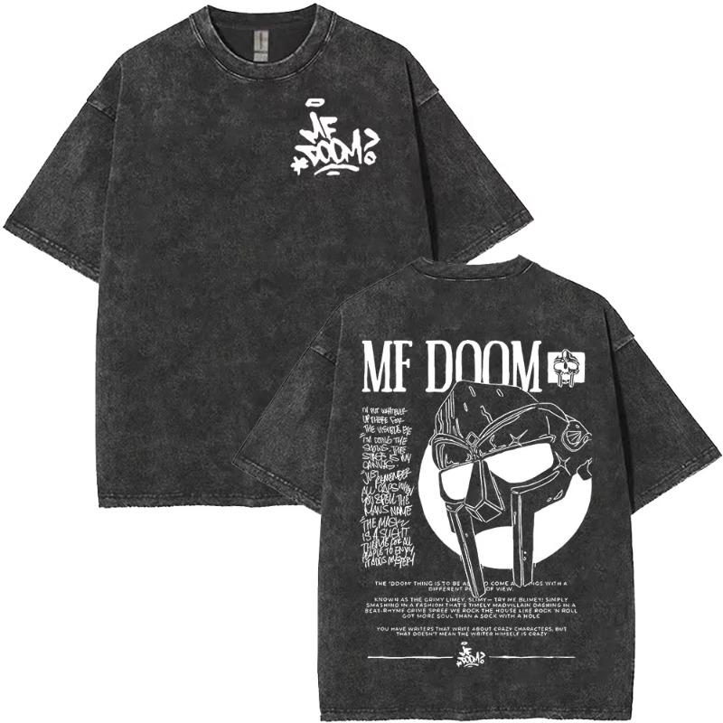 Rapper Mf Doom Turné 2026 Vintage Prané Trička Pánská Dámská Móda Oversized Trička Y2K Hip Hop Gotická Krátký Rukáv Trička