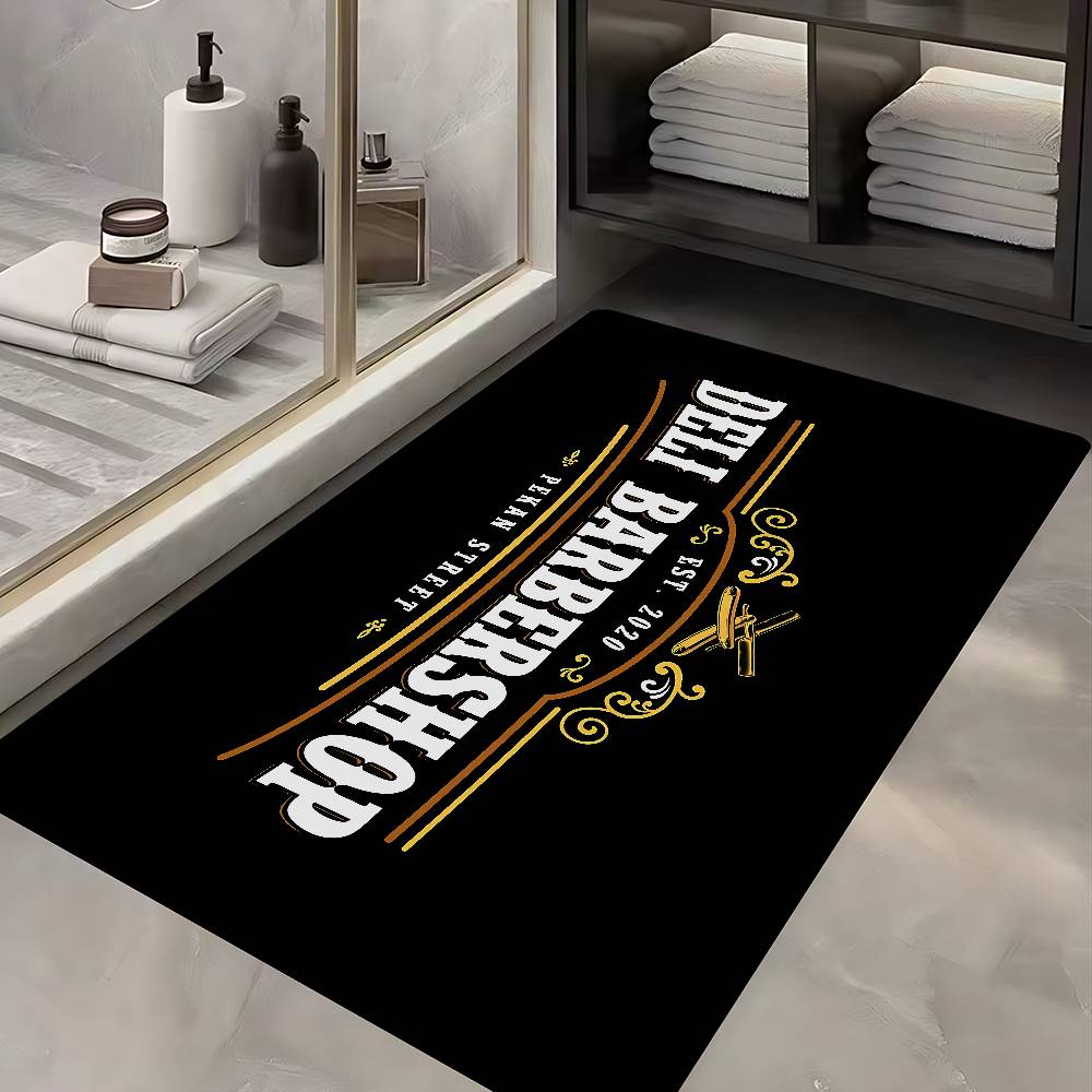 Barber Shop Fashion Floor Mat Rectangle Anti-slip Home Soft Badmat Front Door Indoor Outdoor Mat Welcome Doormat
