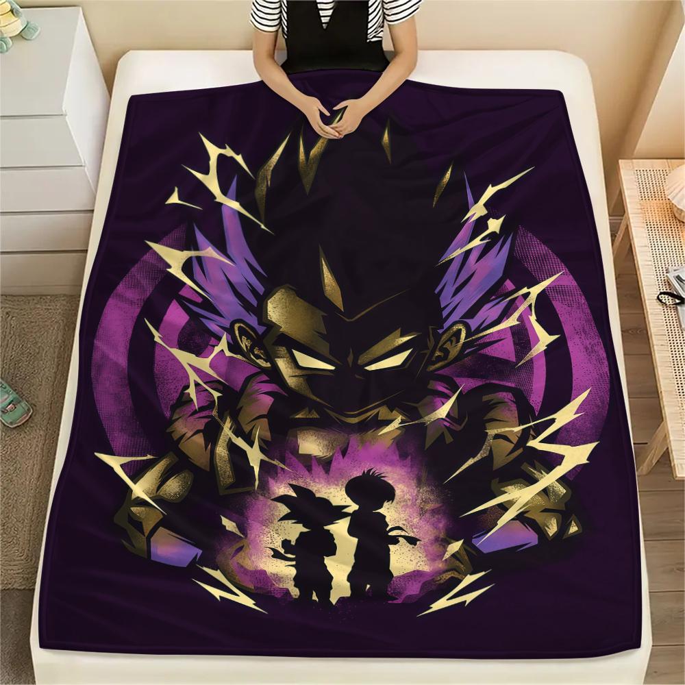 Dragon Ball Z Print Flannel Blanket, Warm for Sofa Bed Chair Picnic Travel, Bedroom Decorative Home Throw -HE12