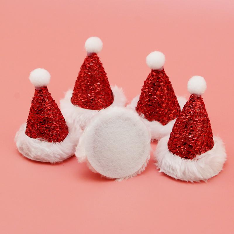 (5 Pcs/pack) 6.5cm Christmas Hat Mini Sequin Christmas Hat Santa Claus Hats Holiday Party Fashion Decoration Gift Decorative