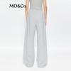 MO&Co. Women's High-Waist Straight Leg Cotton Pants