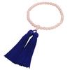 [Nenjudo] [Women's Natural Rose Quartz Prayer Beads with Purple Tassel and Pouch] Made In Japan. Handmade Buddhist Prayer Beads with Silk Tassel.
