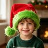 Festive Red & Green Plush Christmas Hat for Adults & Kids