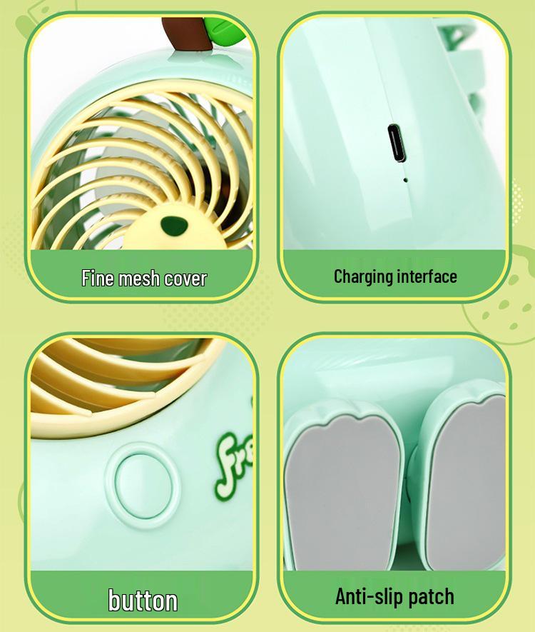 USB Rechargeable Cartoon Small Desktop Fan - Quiet for Dorms & Offices