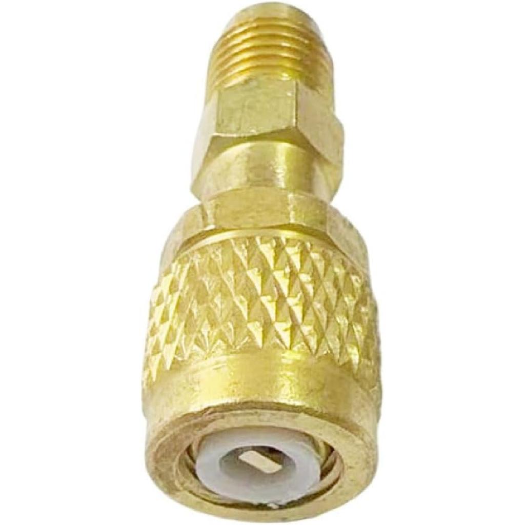 R32 R454B Refrigerant Brass Adapter with Hex Wrench Slot, 1/4" Female to 1/4" Male Reverse Thread Fitting for R32/R454B Mini Split Systems, Vacuum