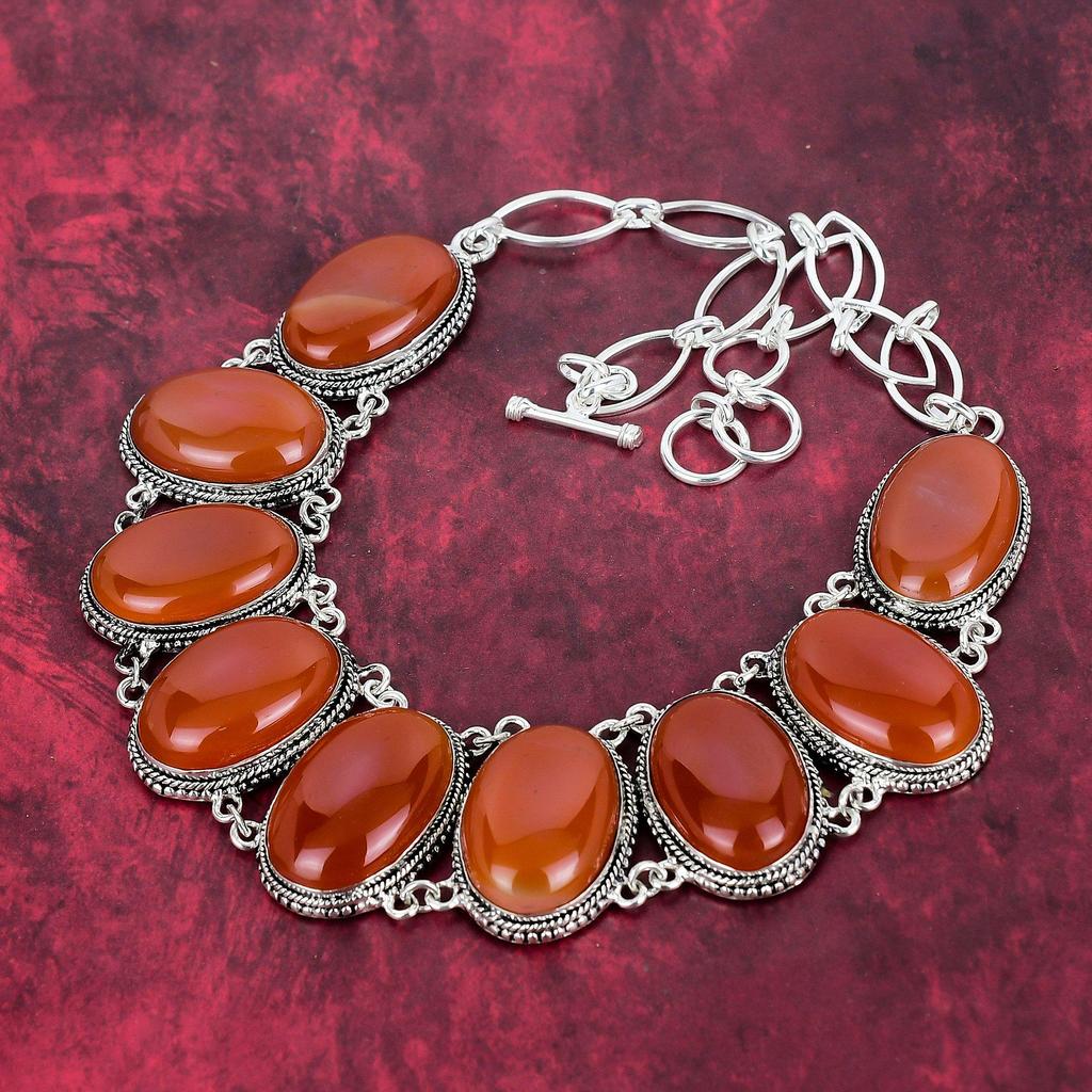 Carnelian Rough Necklace, Natural Gemstone 925 Solid Sterling Silver Necklace, Handmade Jewelry, Birthday And Anniversary Gift For Her