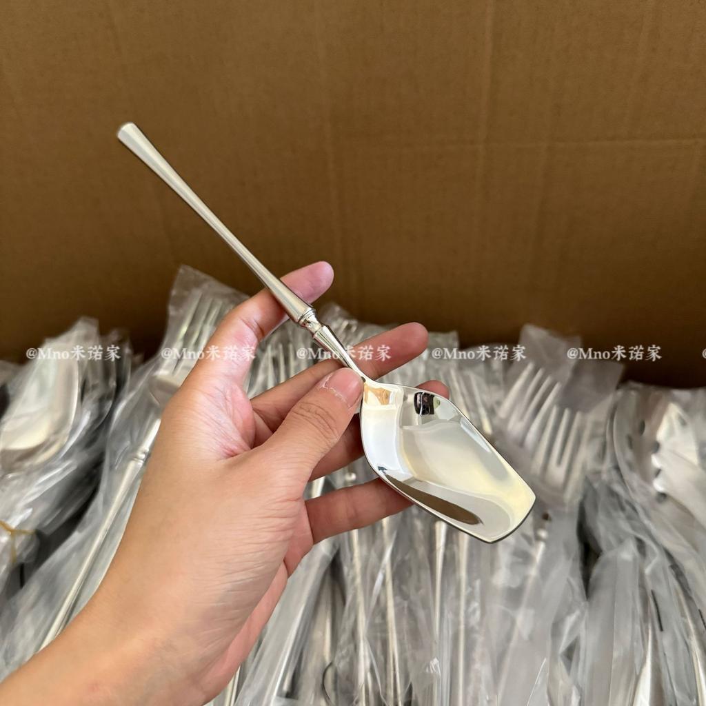 304 stainless steel small waist French main food spoon household western food spoon long handle light luxury spoon fork
