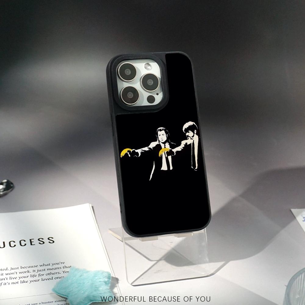 Classic Movies Pulp Fictions Poster Phone Case for iPhone 17 16 E 15 14 13 12 Pro Max Sheepskin Silver-edged Protective Case
