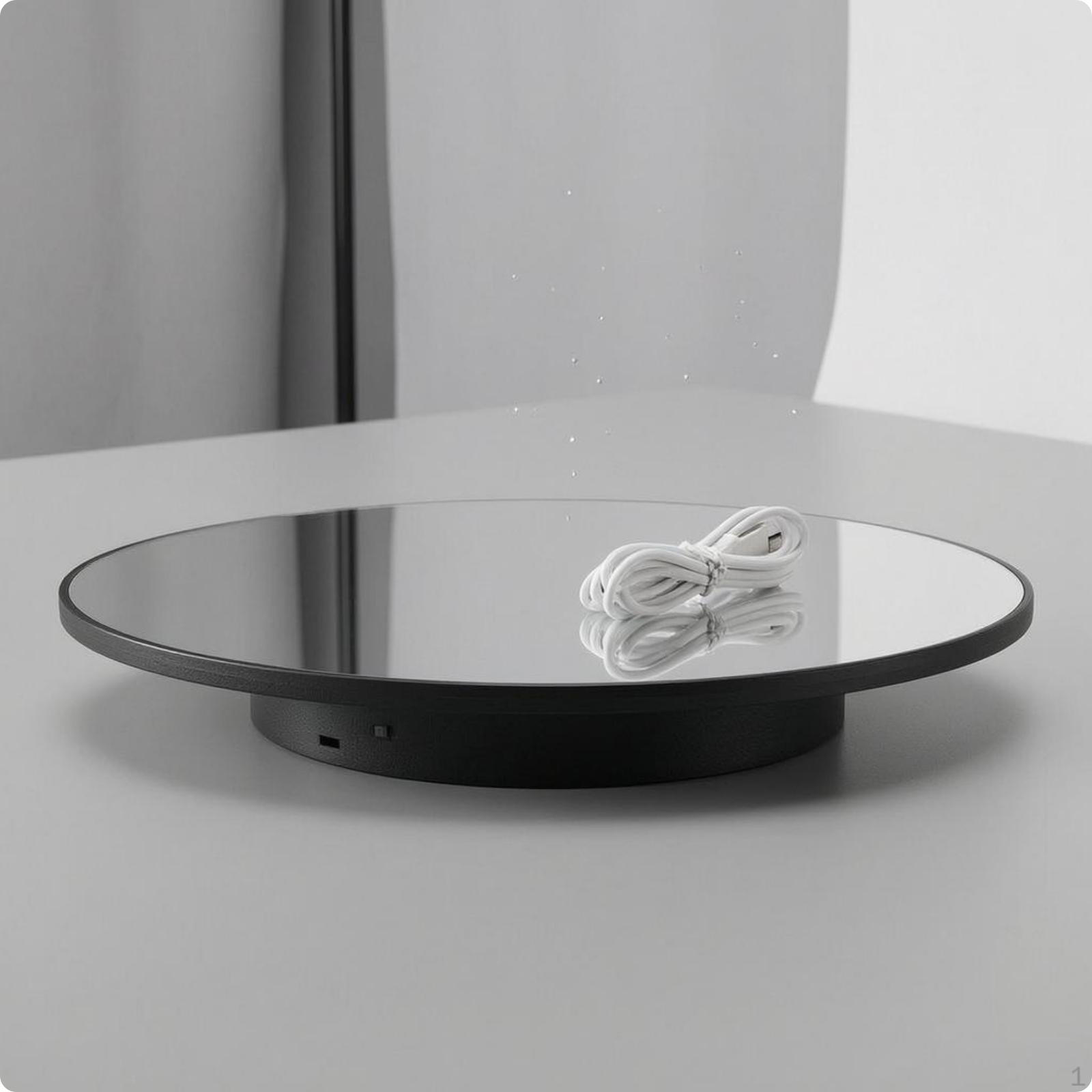 Electric Rotating Display Stand USB Powered Turntable Mirrored Top Mirror