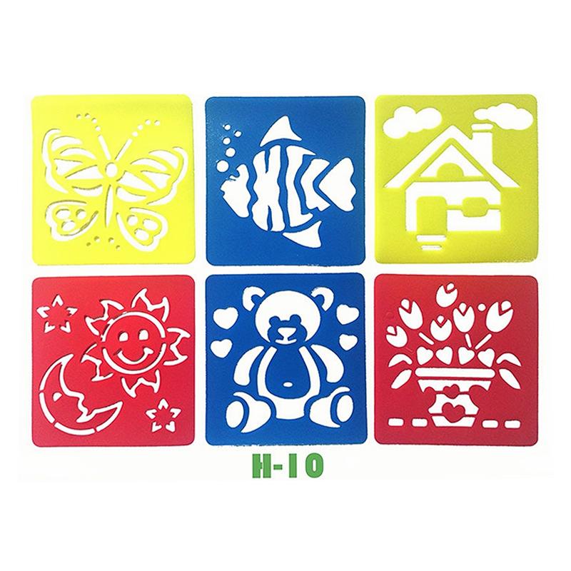 6PCS Hollow Out Painting Template Washable Reusable Plastic Graffiti Ruler DIY Paint Tool Creative Craft Drawing Accessories ZYF